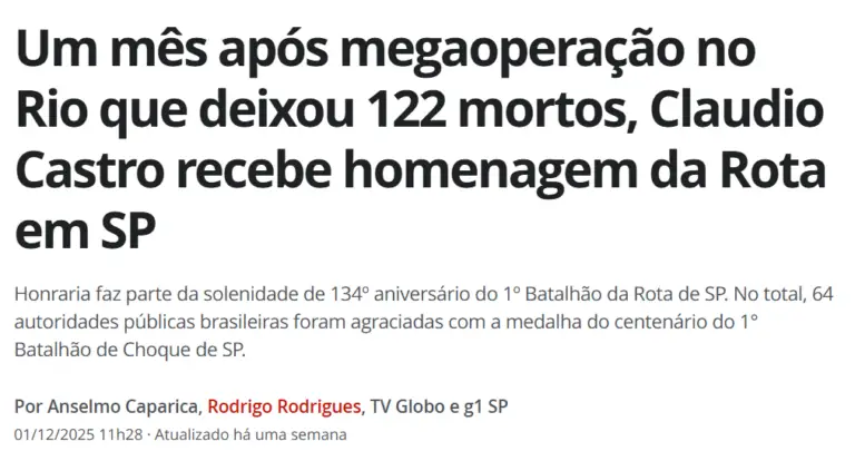 Manchete de notícia G1.