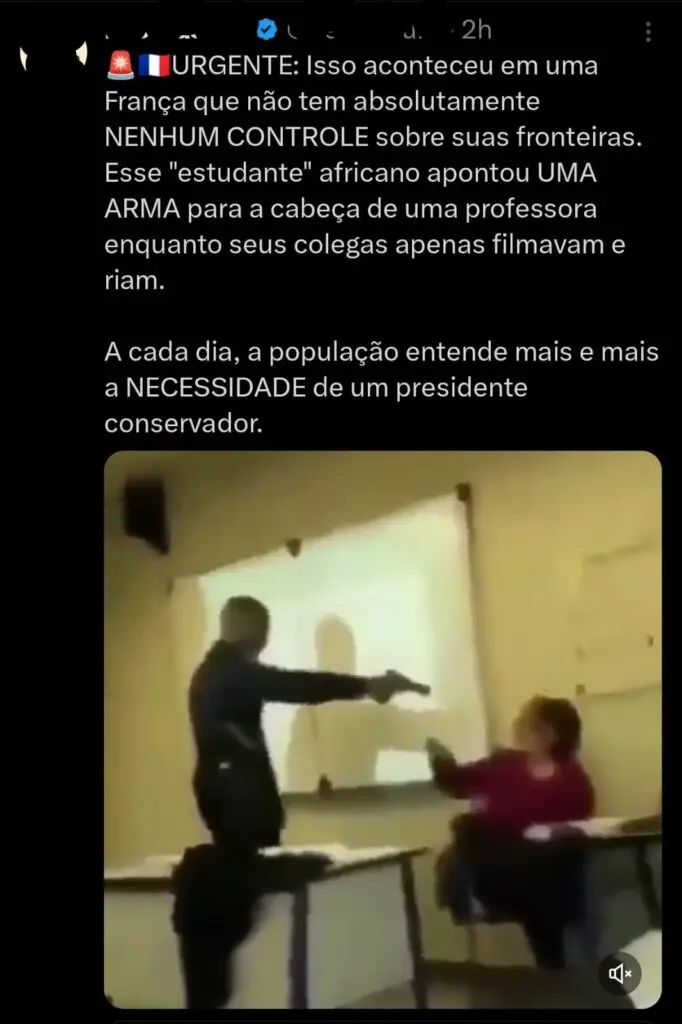 Postagem de ódio na rede X.