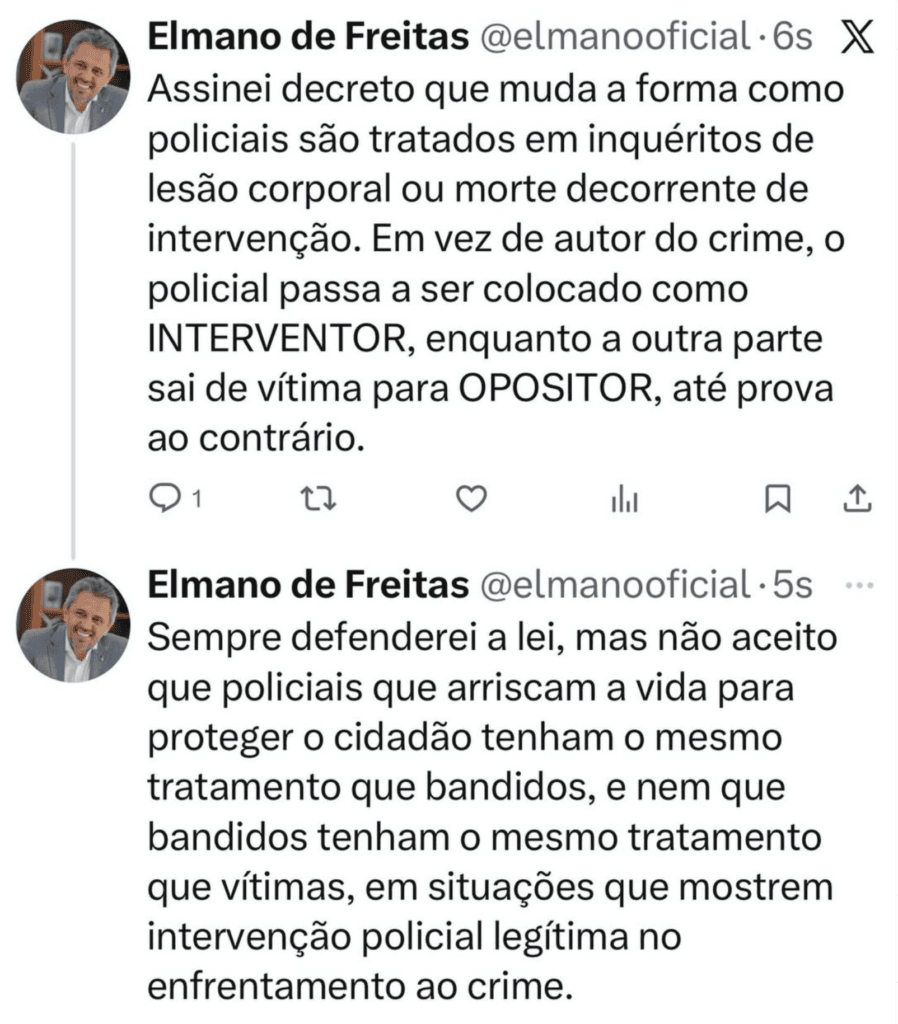 Elmano de Freitas no X.